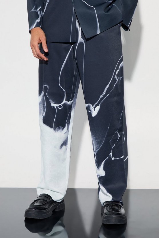 Lockere Hose mit Marmor-Print