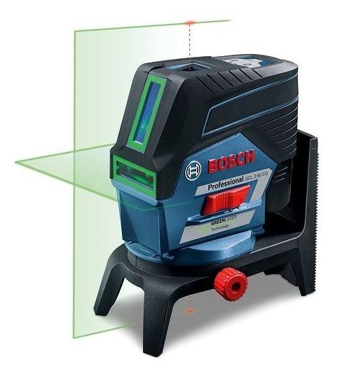 Bosch Blue 0601066H00 GCL 2-50 CG Kombinationslaser med punktlaser og linjelaser 12 V 2,0 Ah + roterende holder RM2 + loftklemme i L-BOXX