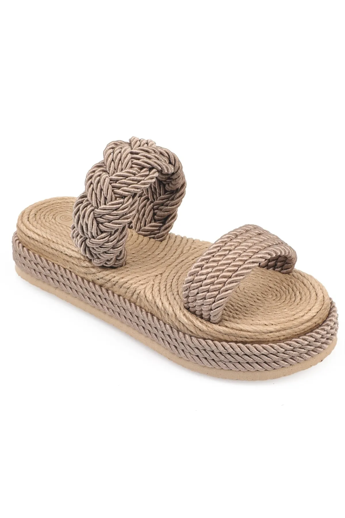 Capone Outfitters  Capone Keilabsatz String Nerzfarbene Damenhausschuhe