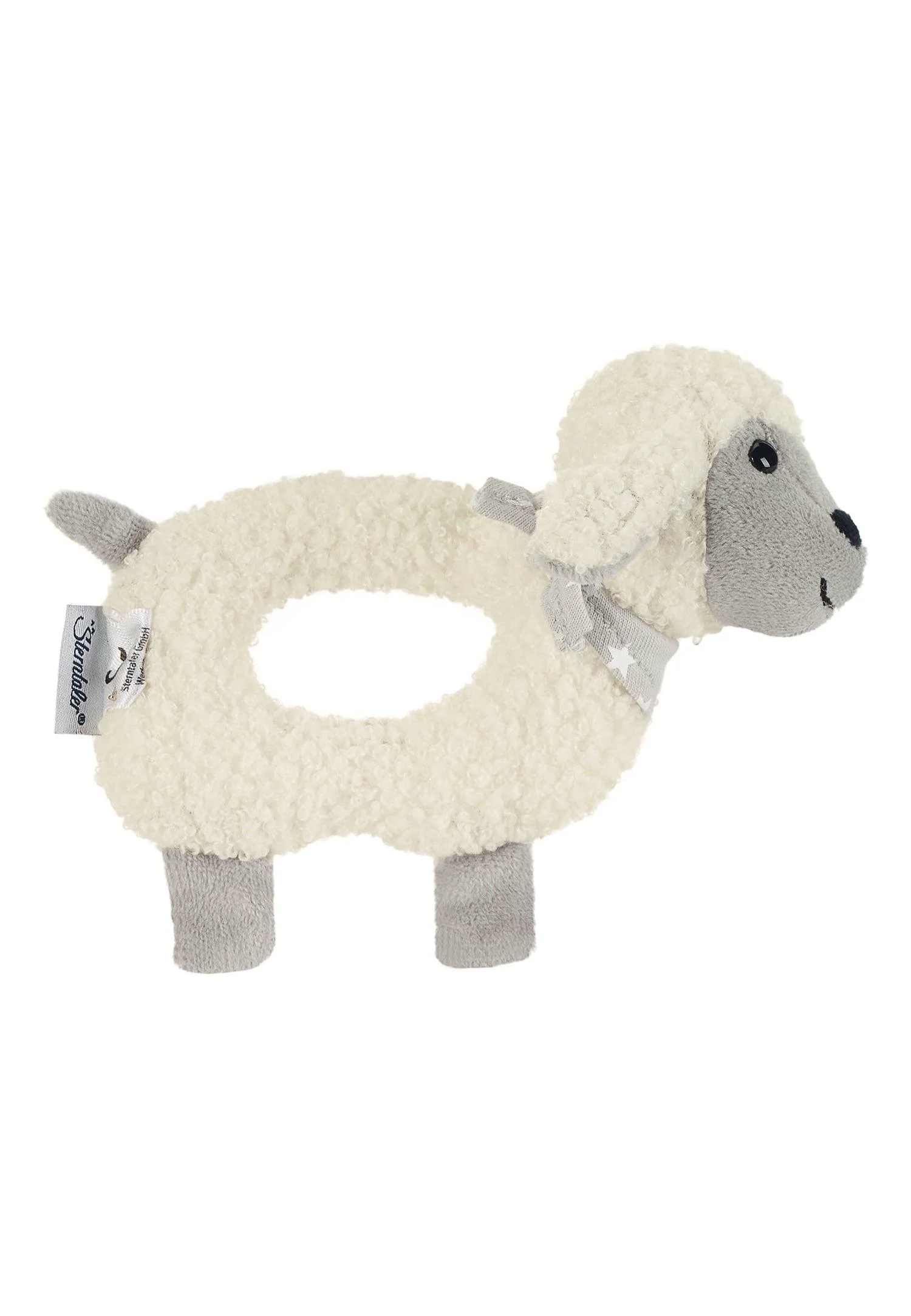 Greifling Schaf Stanley in Ecru mit Grau, 16 cm