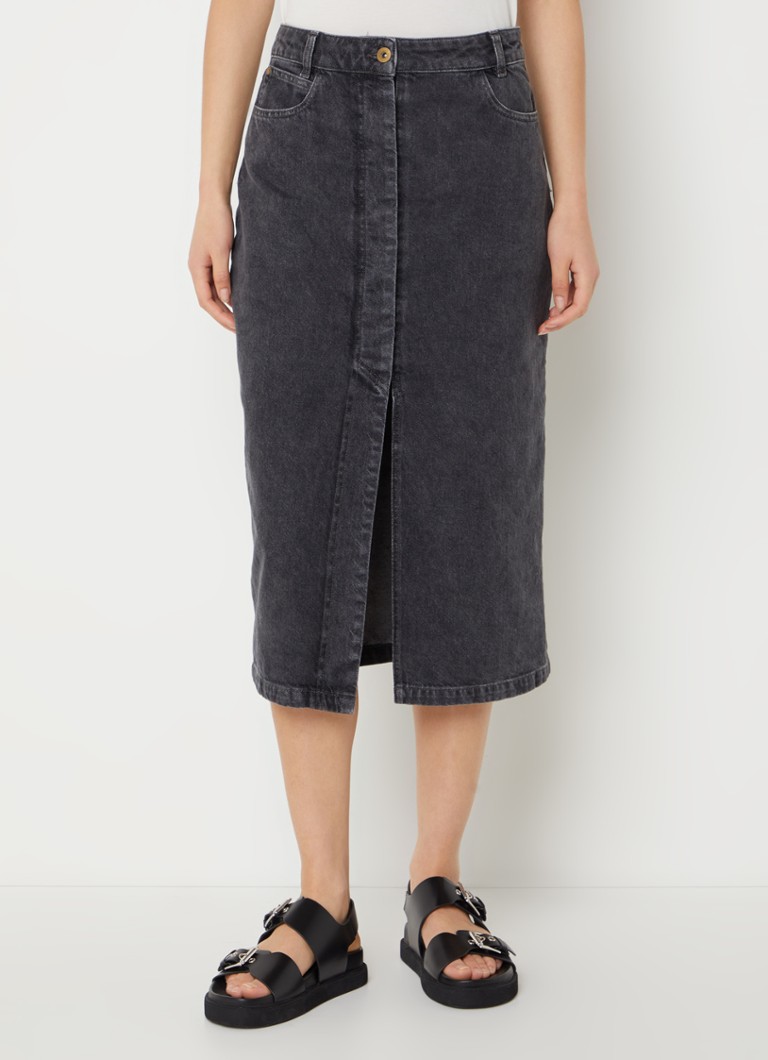 Fustă midi Sessùn Amadeo în denim închis