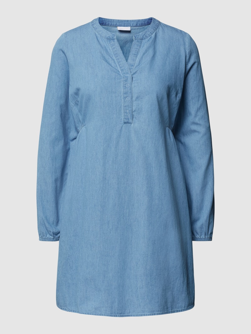 Umstands-Bluse aus Baumwolle mit Tunikakragen Modell 'Lia' in jeans