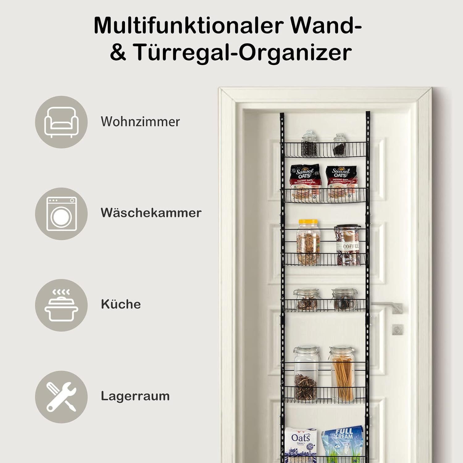 KOMFOTTEU Gewürzregal Speisekammerregal, mit 6 Körben
