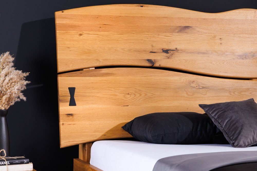 riess-ambiente Holzbett AMAZONAS 180x200cm natur / schwarz (Einzelartikel, 1-tlg), Schlafzimmer · Massivholz · Baumkante · Kingsize · Industrial Design