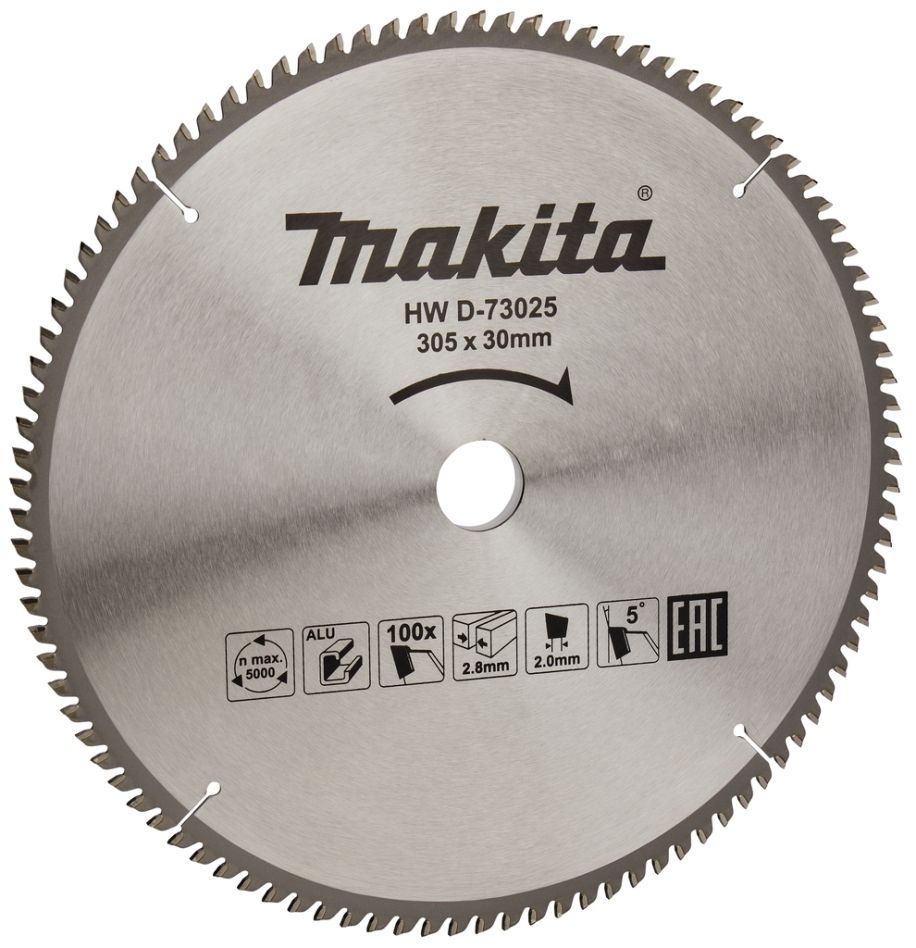 Accessori Makita D-73025 HM Lama per sega standard in alluminio 305 x 30 x 2,8 x 100T 5g
