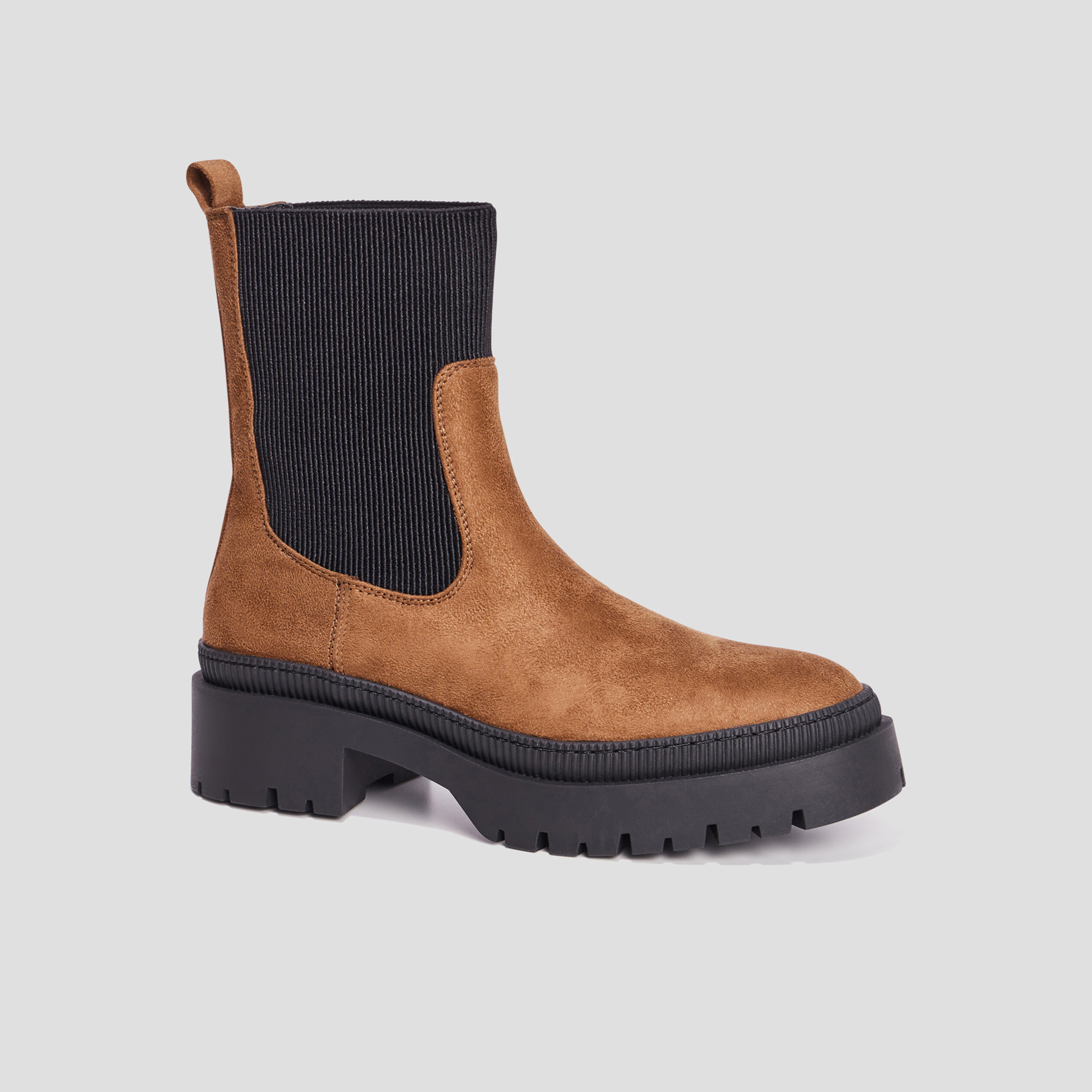 Bottines ranger avec élastiques marron femme | La Halle