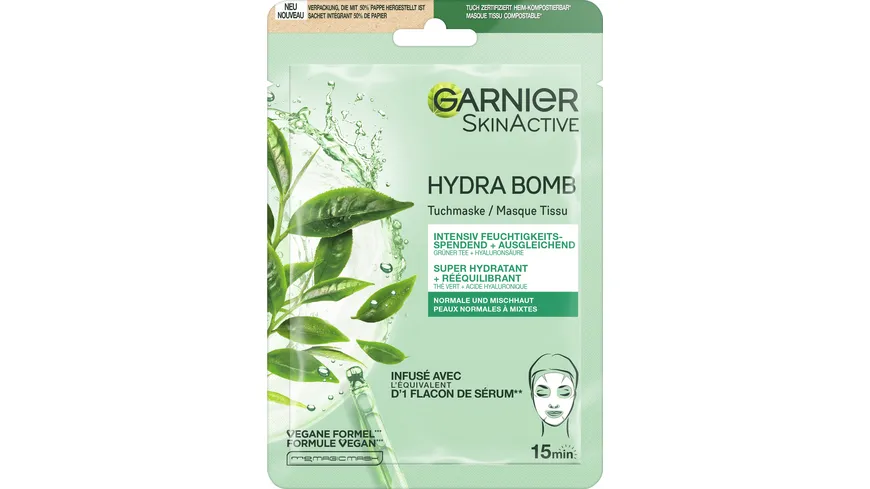 Garnier Hydra Bomb Tuchmaske Grüntee