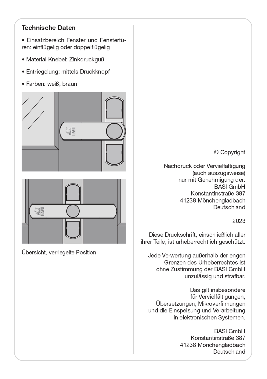 Basi Fenster und Fenstertürenzusatzsicherung