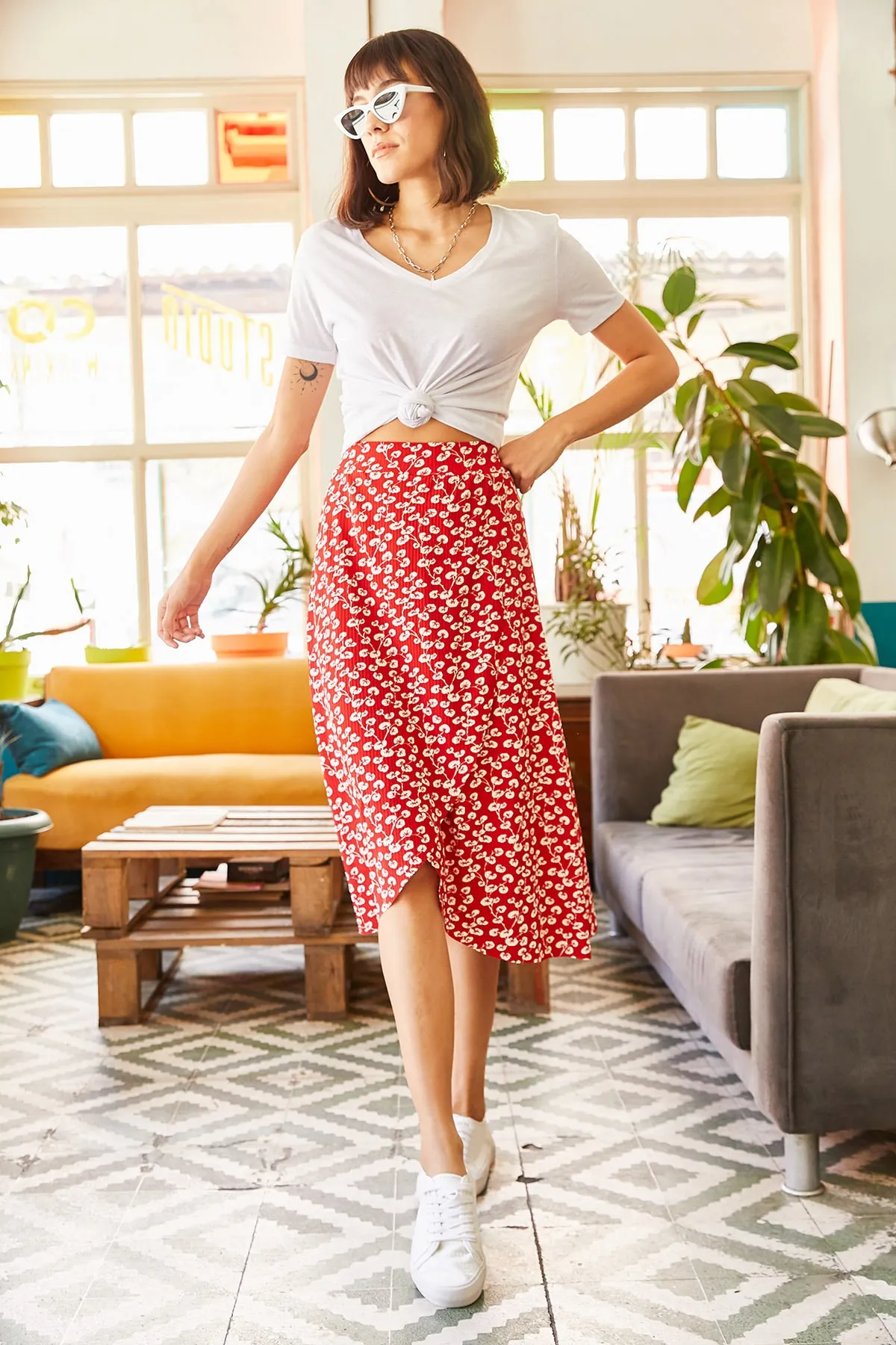 Olalook  Roter Gonca Wickelrock für Damen ETK-19000154