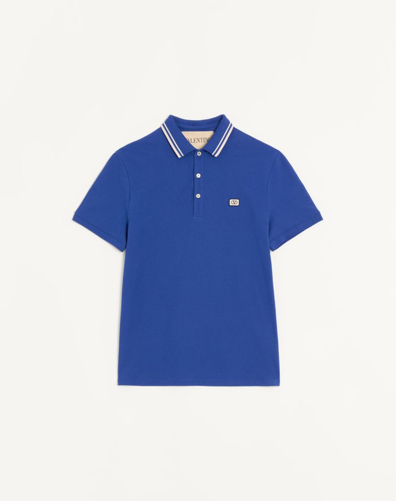 Polo shirt van katoenen piqué met V-logo patch