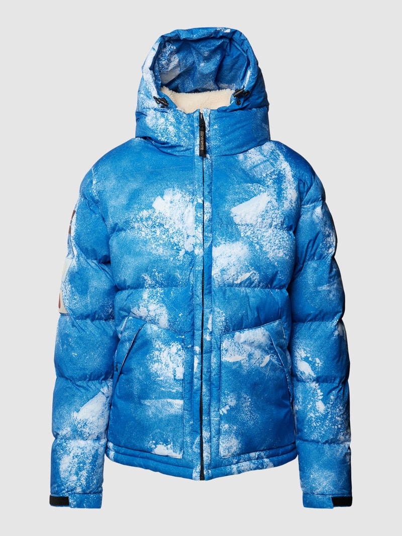 Winterjacke mit Allover-Muster Modell 'RASPEBALL' in blau