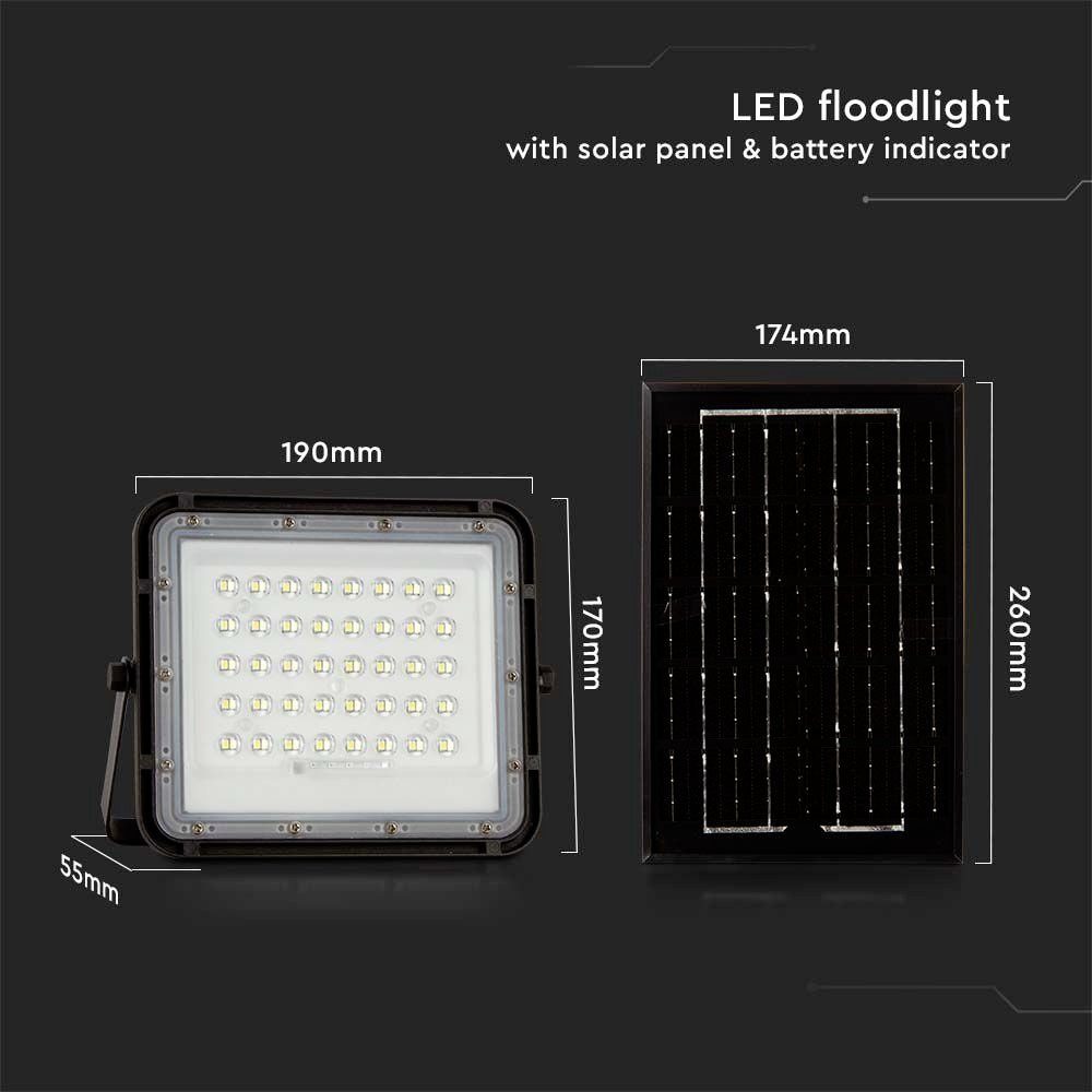V-TAC LED Solarleuchte V-TAC VT-40W 7822 Solar-Spot Neutralweiß Schwarz