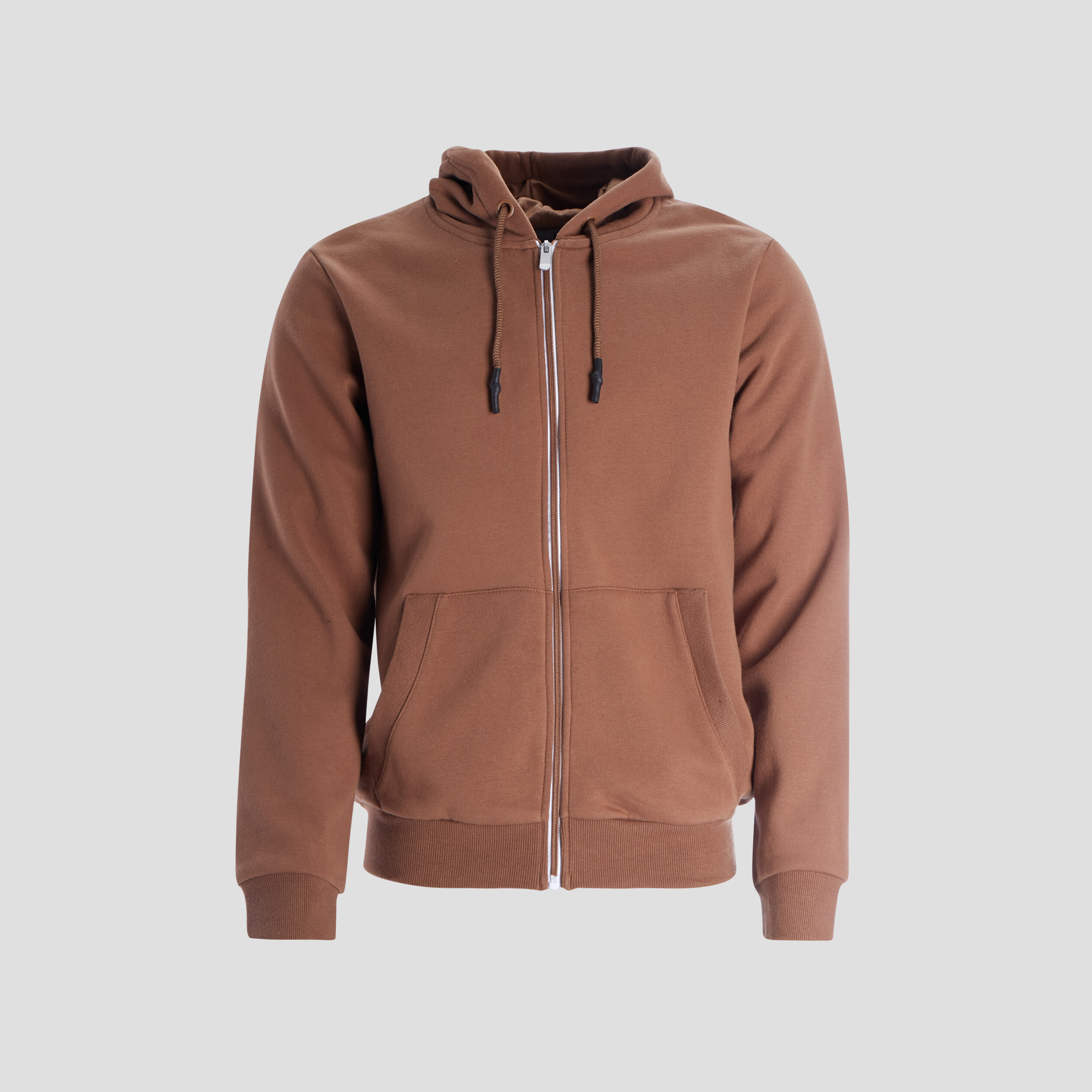 Sweat zippé molleton à capuche camel homme | La Halle