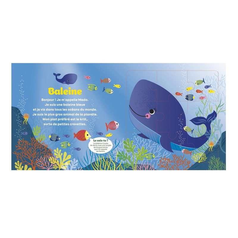 Livre Les animaux de la mer Mon livre puzzle 9 pièces - Lito