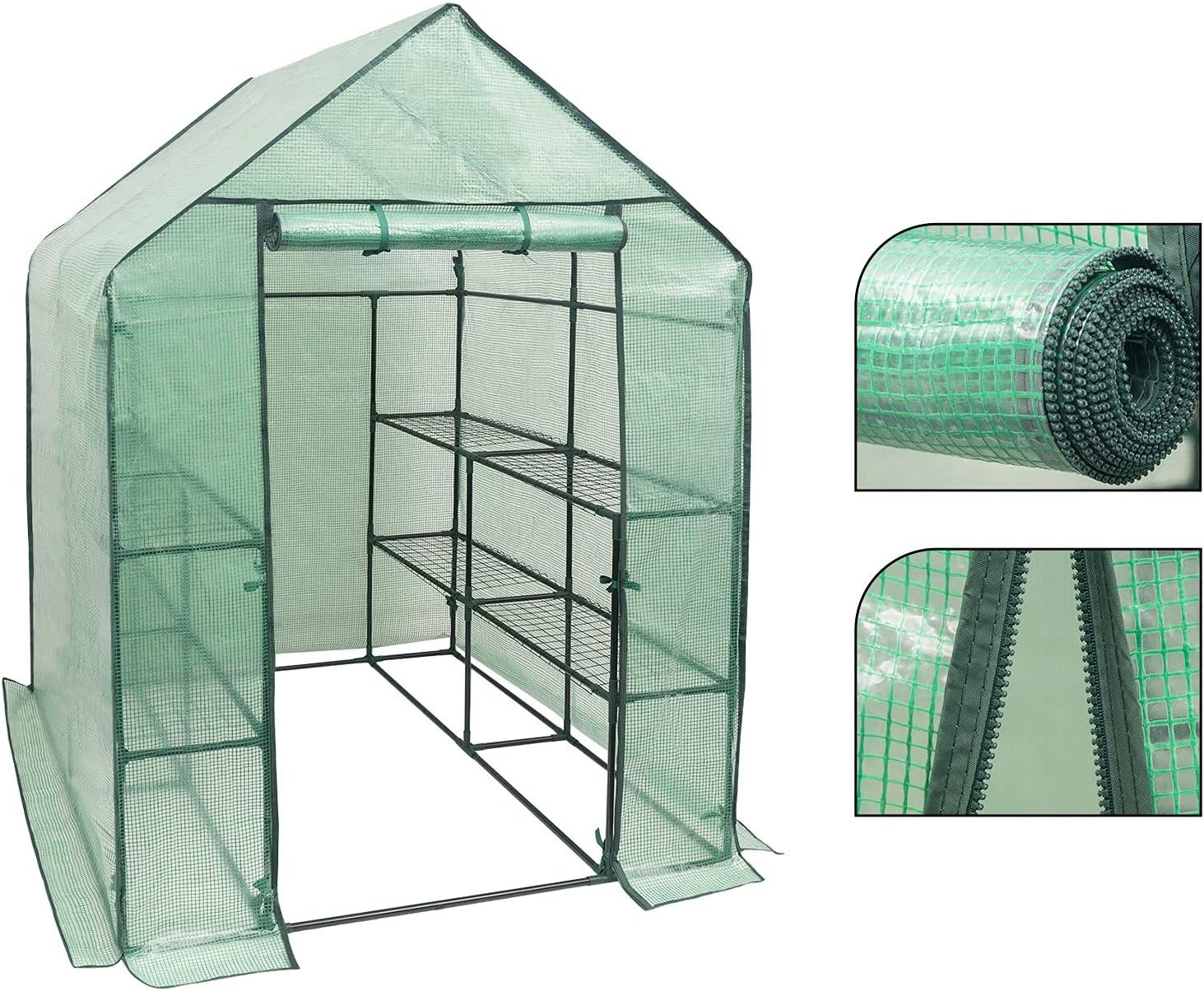 Woltu Gewächshaus, PE halbtransparent wasserdicht wetterfest 130 g/m²