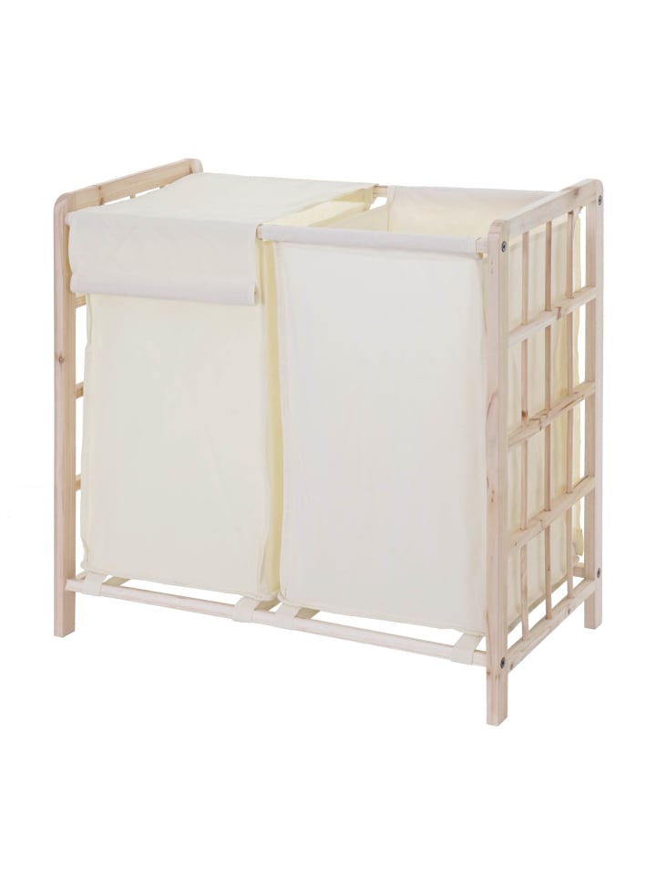 MCW Wäschesammler B60 mit 2x Wäschesack, Hellbraun, Bezug creme günstig kaufen onesize