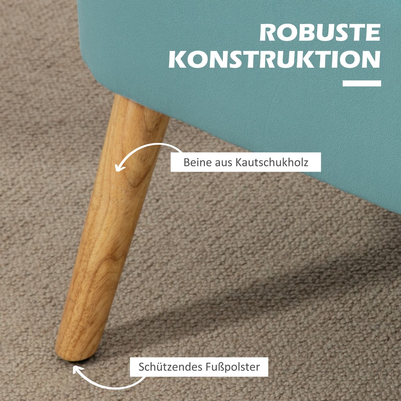 HOMCOM 2-Sitzer Sofa Zweisitzer, Loveseat mit Leinenoptik, Holzbeine, Grün