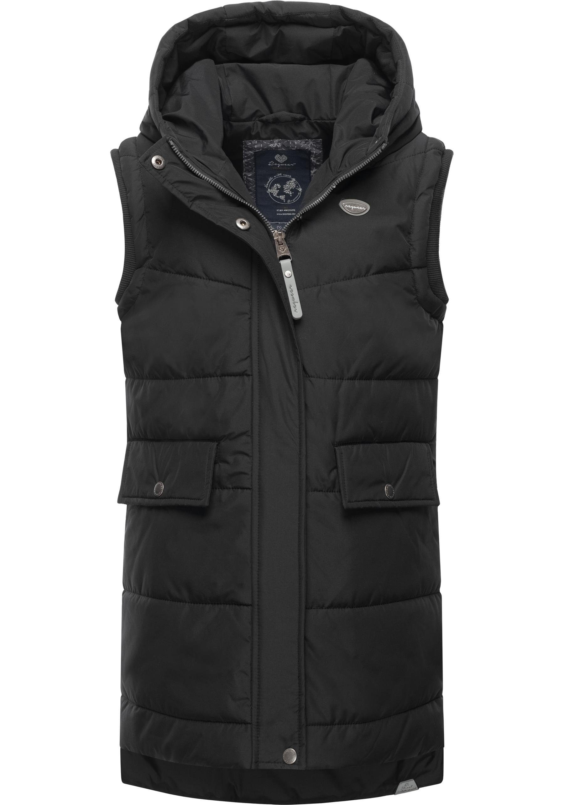 Ragwear Steppweste Amalca sportliche Outdoor-Weste mit Kapuze