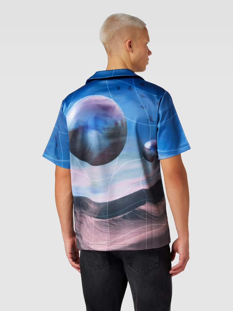Regular Fit Freizeithemd mit Allover-Muster in blau