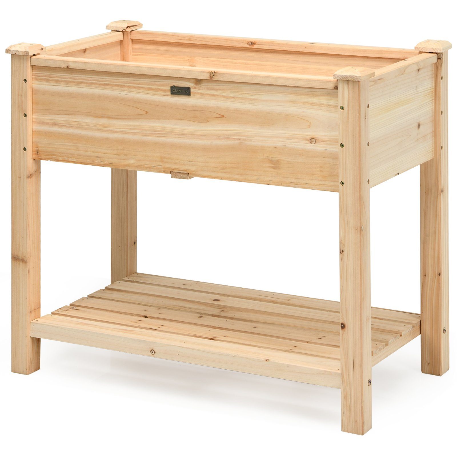 COSTWAY Hochbeet Pflanzkübel, Pflanzkasten, mit Ablage, 86x46x76 cm
