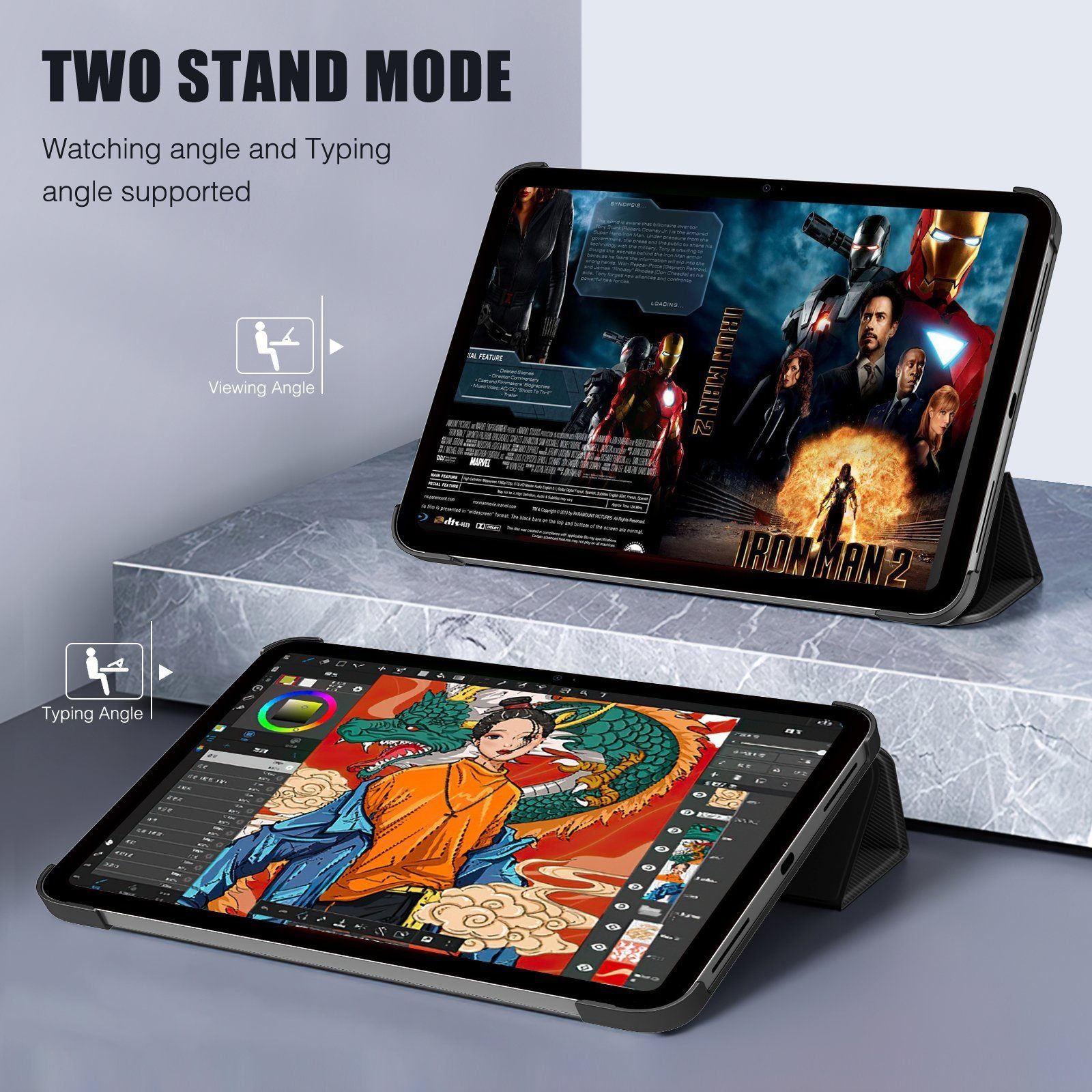 Mutoy Tablet-Hülle für iPad 10. Generation 2022 10.9 Zoll Hülle mit Panzerglas, Standfunktion Auto-Sleep/Wake Ultradünne
