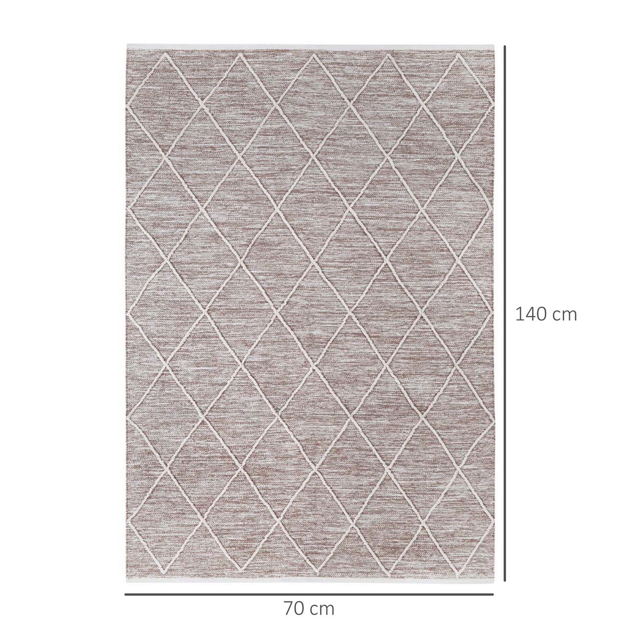 HOMCOM Teppich aus Baumwolle Braun 140 x 70 x 0,7 cm