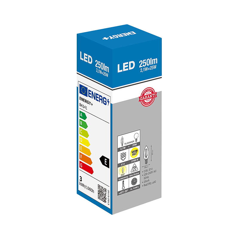 Energy Lyspære LED 250 lm Mignon klar E14 C35 E