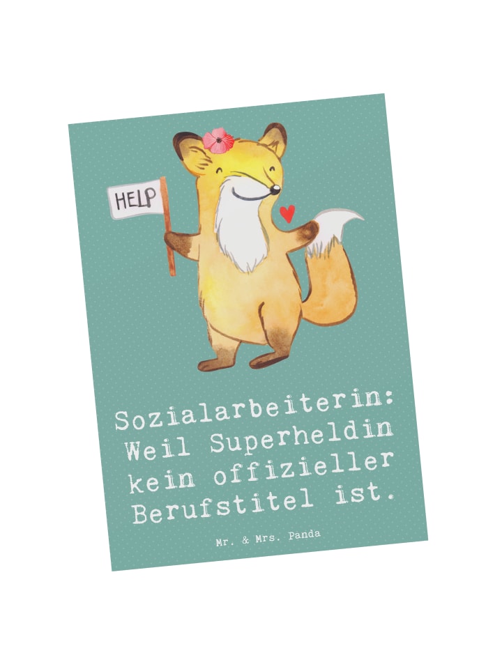 Mr. & Mrs. Panda Postkarte Sozialarbeiterin Heldin mit Spruch in Meeresbrise günstig kaufen onesize