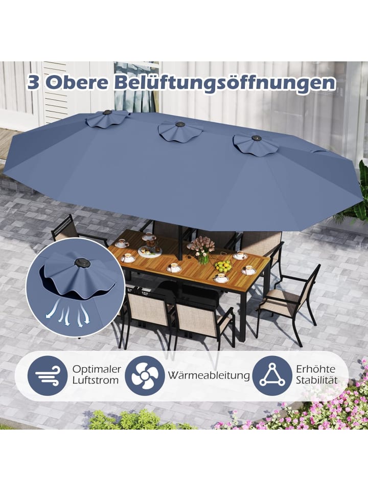COSTWAY Doppelsonnenschirm mit Ständer 443 x 263 cm in Dunkelblau günstig kaufen onesize