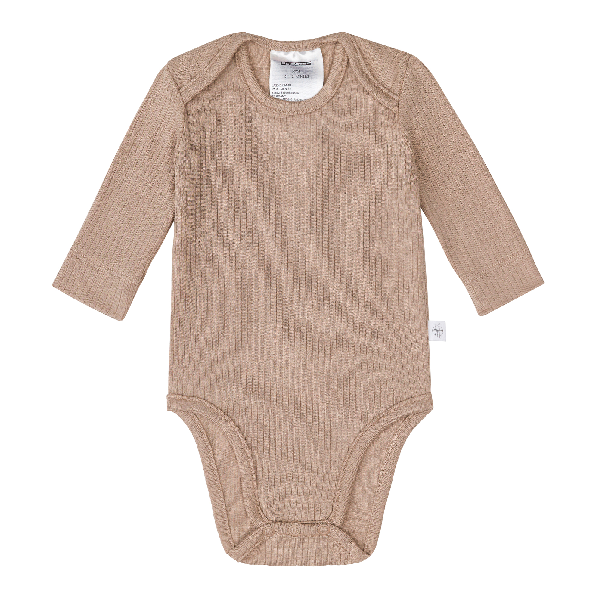 Baby Body Langarm - gerippt, Hellbraun