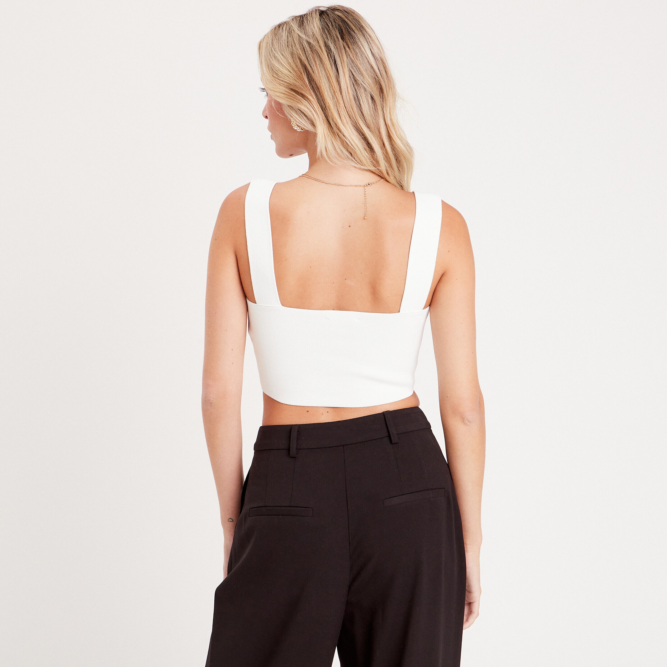 Crop top tricot gaînant ecru femme | Cache Cache