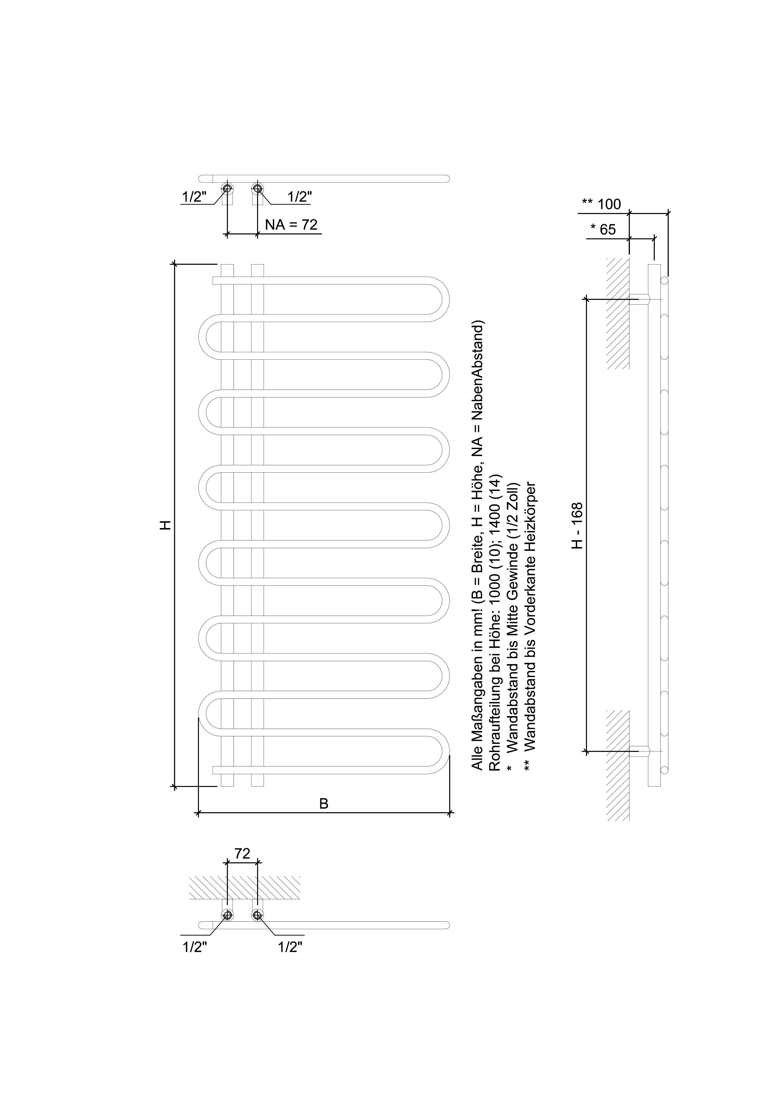 Ximax Badheizkörper C8 1400 mm x 600 mm, 354 Watt, chrom
