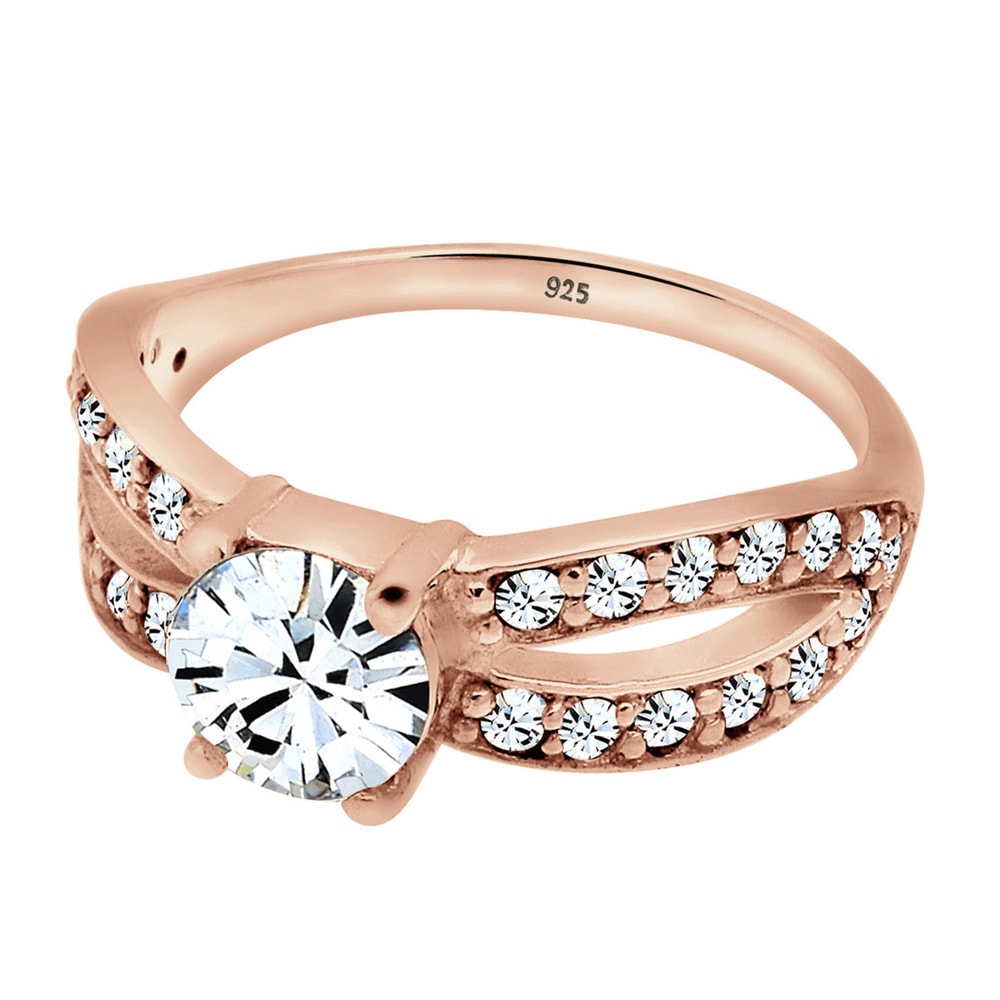 Elli Elli Bague Femmes Solitaire Glamoureux avec cristal en argent sterling 925 Bague