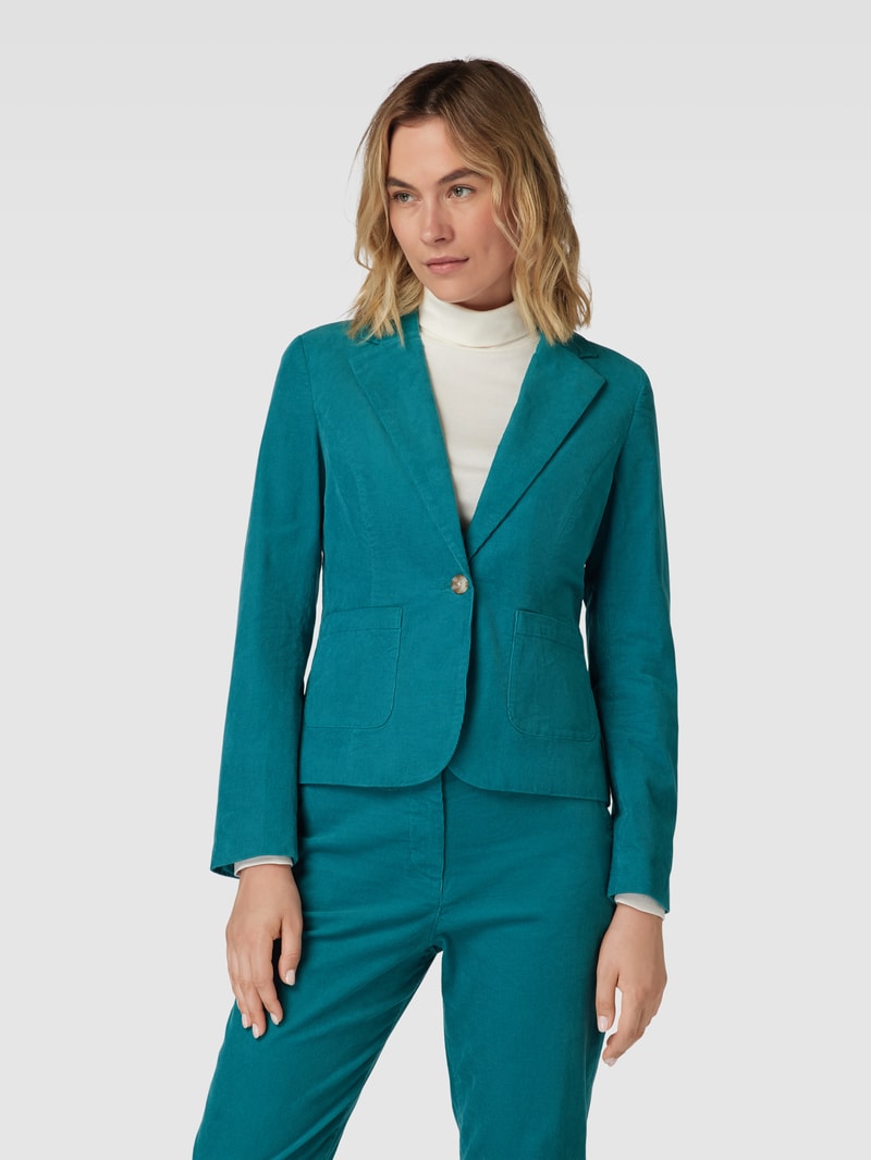 Blazer aus Cord mit Eingrifftaschen in petrol