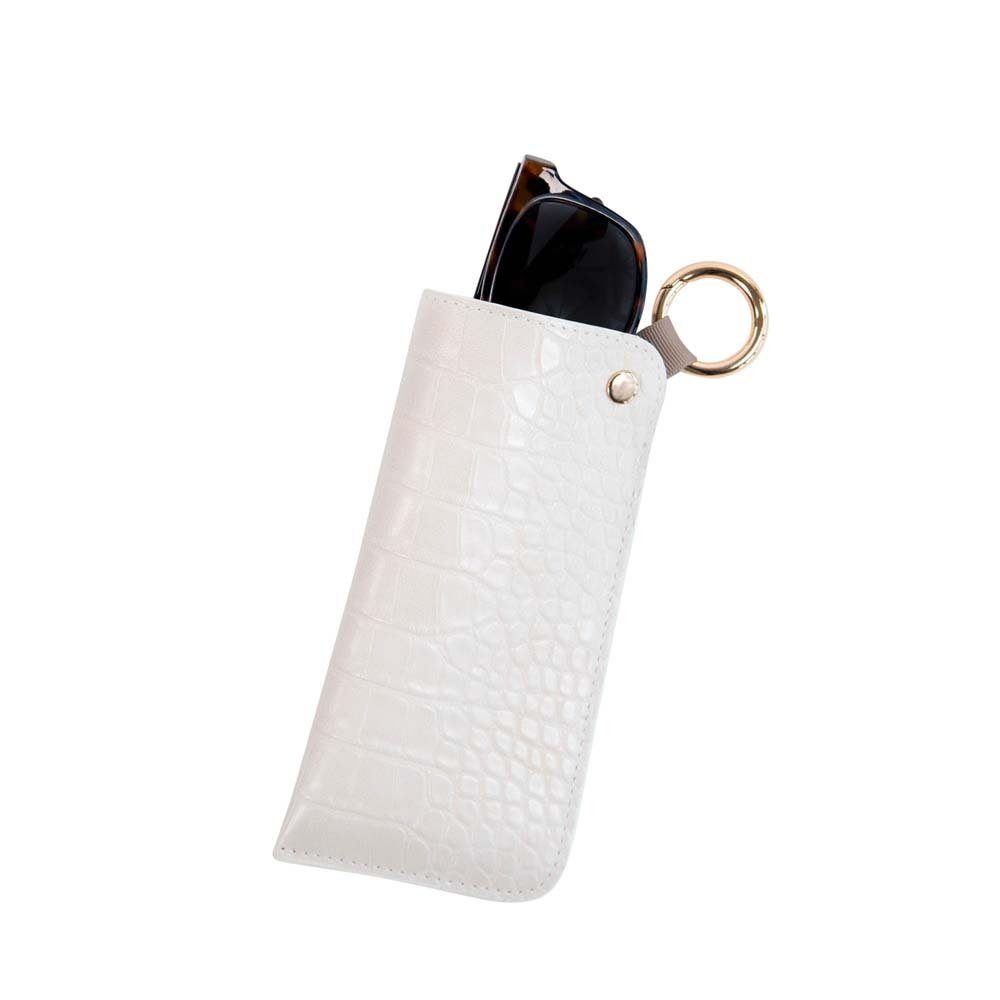 ARTEBENE MAJOIE Brillenetui Kroko Creme veganes Material, mit Karabinerhaken
