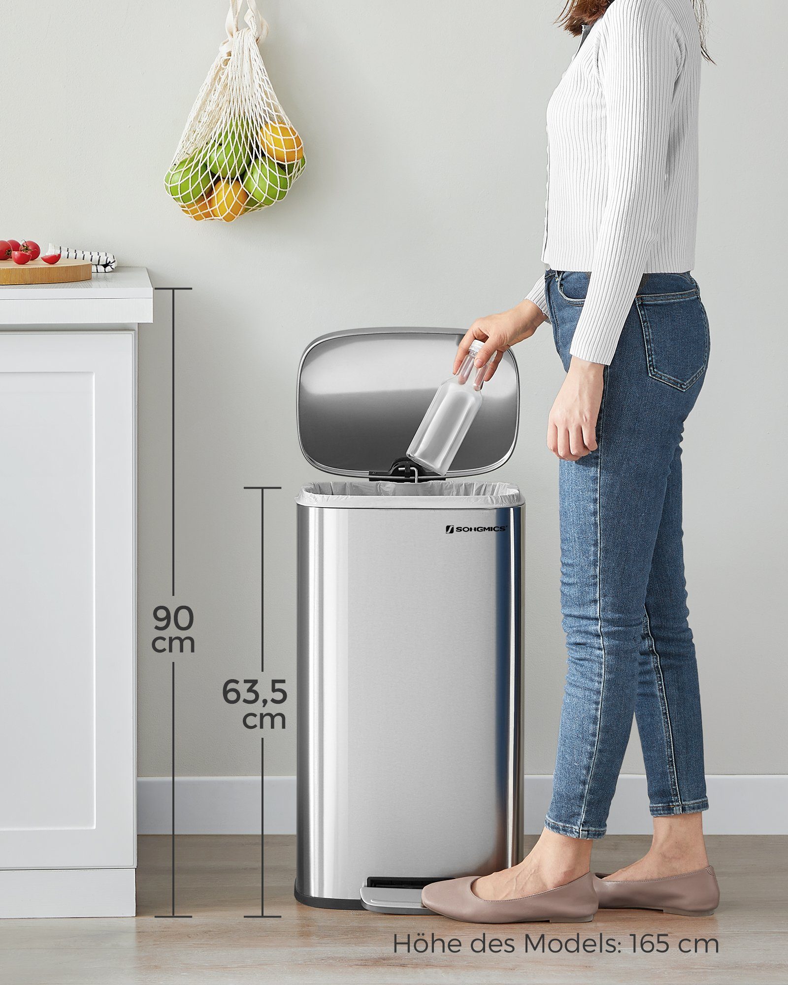 SONGMICS Mülleimer Müllbehälter, Abfalleimer, 30 L,Softclose
