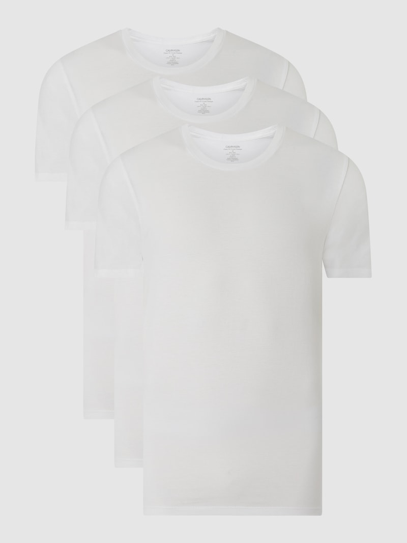 T-Shirt mit Stretch-Anteil im 3er-Pack in weiß