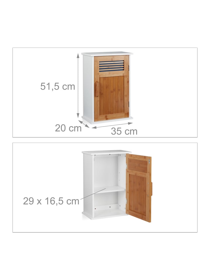 relaxdays Badhängeschrank in Weiß/Natur - (B)35 x (H)51,5 x (T)20 cm günstig kaufen onesize
