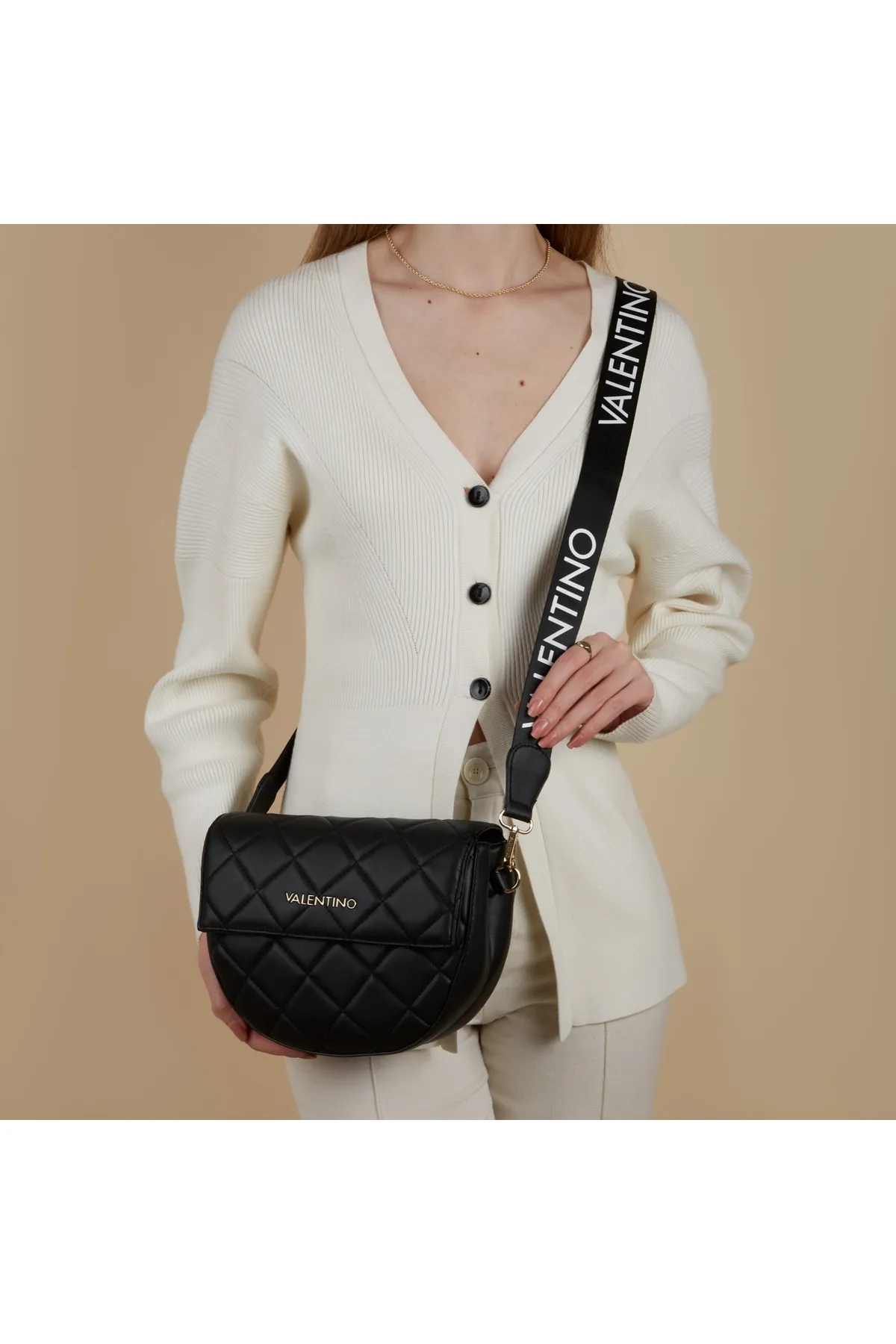 1'ASLAN  Valentino Bags Bigs Damen Umhängetasche Schwarz Vbs3xj02matnero