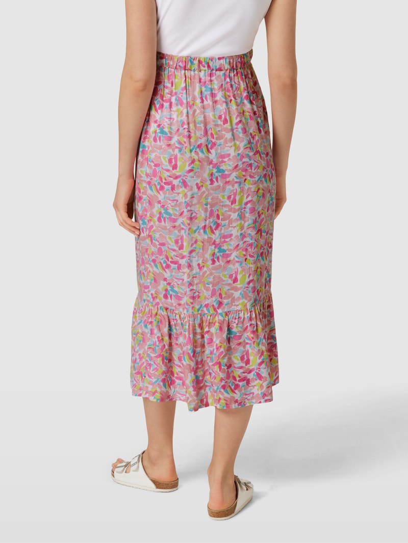 Umstands-Midirock aus Viskose mit floralem Muster Modell 'Casey' in pink