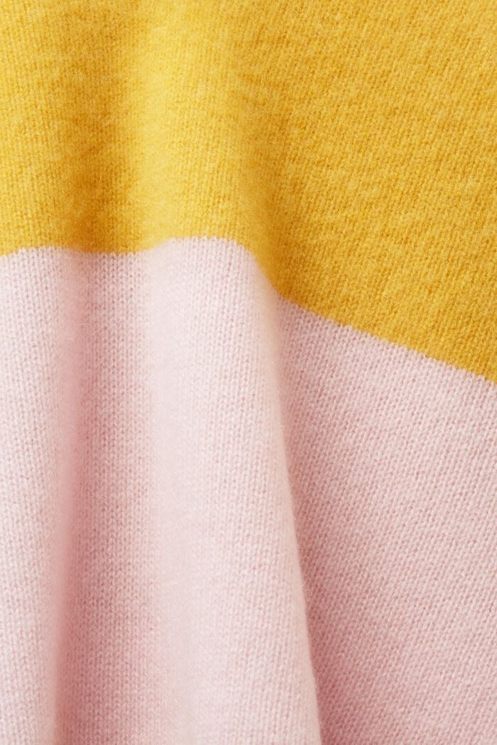 Kaschmirpullover mit Rugbystreifen und V-Ausschnitt