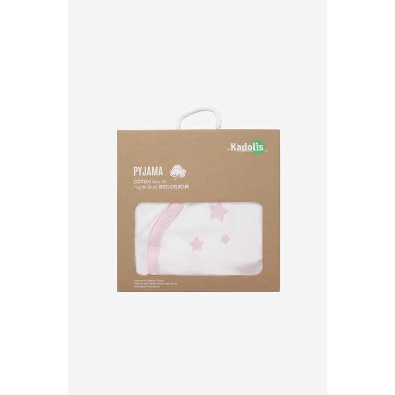 Pyjama bébé Coton Bio blanc motifs étoiles