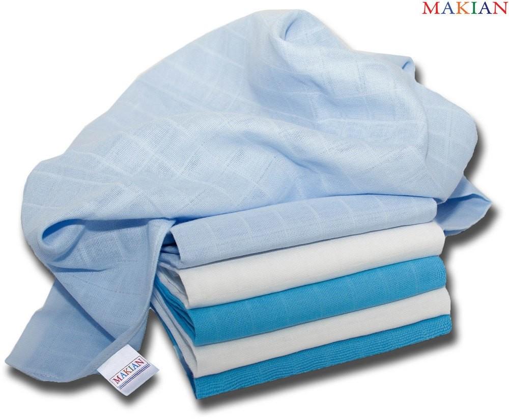 Makian Mullwindeln, 6er Set, blau sortiert, 70x70cm für Jungen