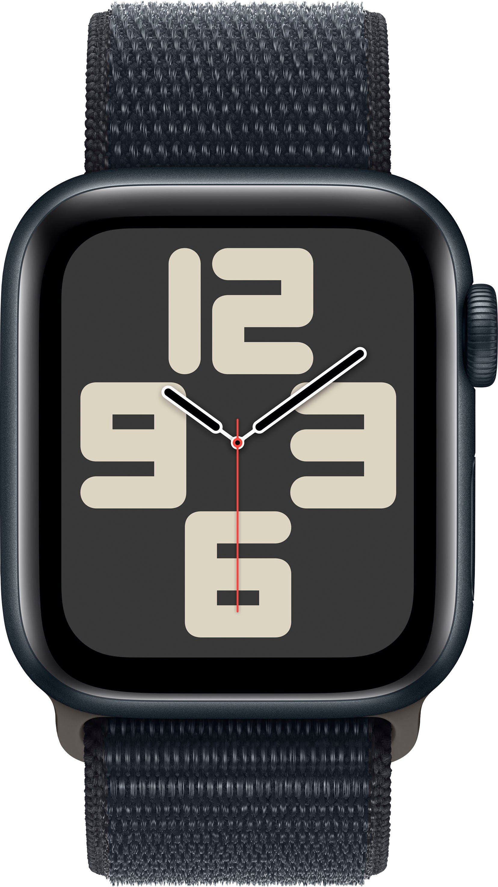 Apple Watch SE GPS 40 mm Aluminium + Cellular M/L Smartwatch (4 cm/1,57 Zoll, Watch OS 10), Sport Loop