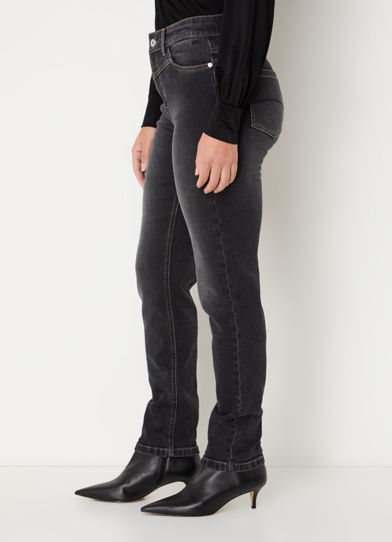 Blugi skinny cu talie înaltă, decolorați în culoarea espresso