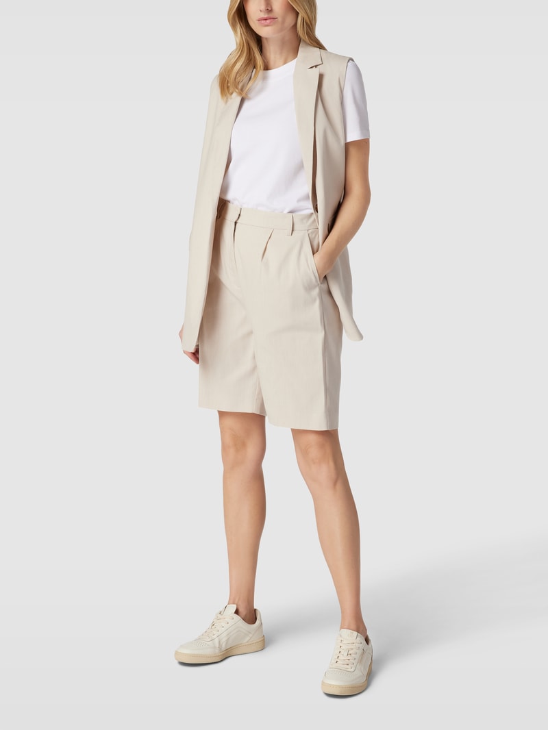 Chino-Shorts mit Bundfalten in sand meliert