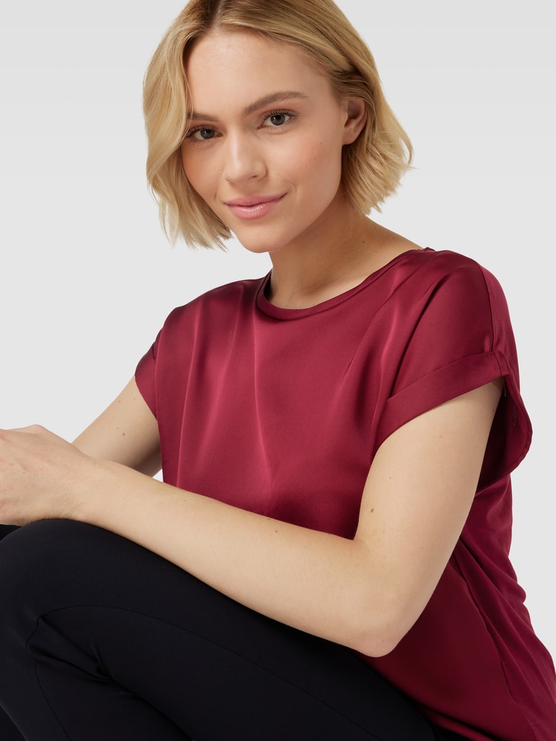 Blusenshirt mit U-Boot-Ausschnitt Modell 'VIELLETTE' in bordeaux rot