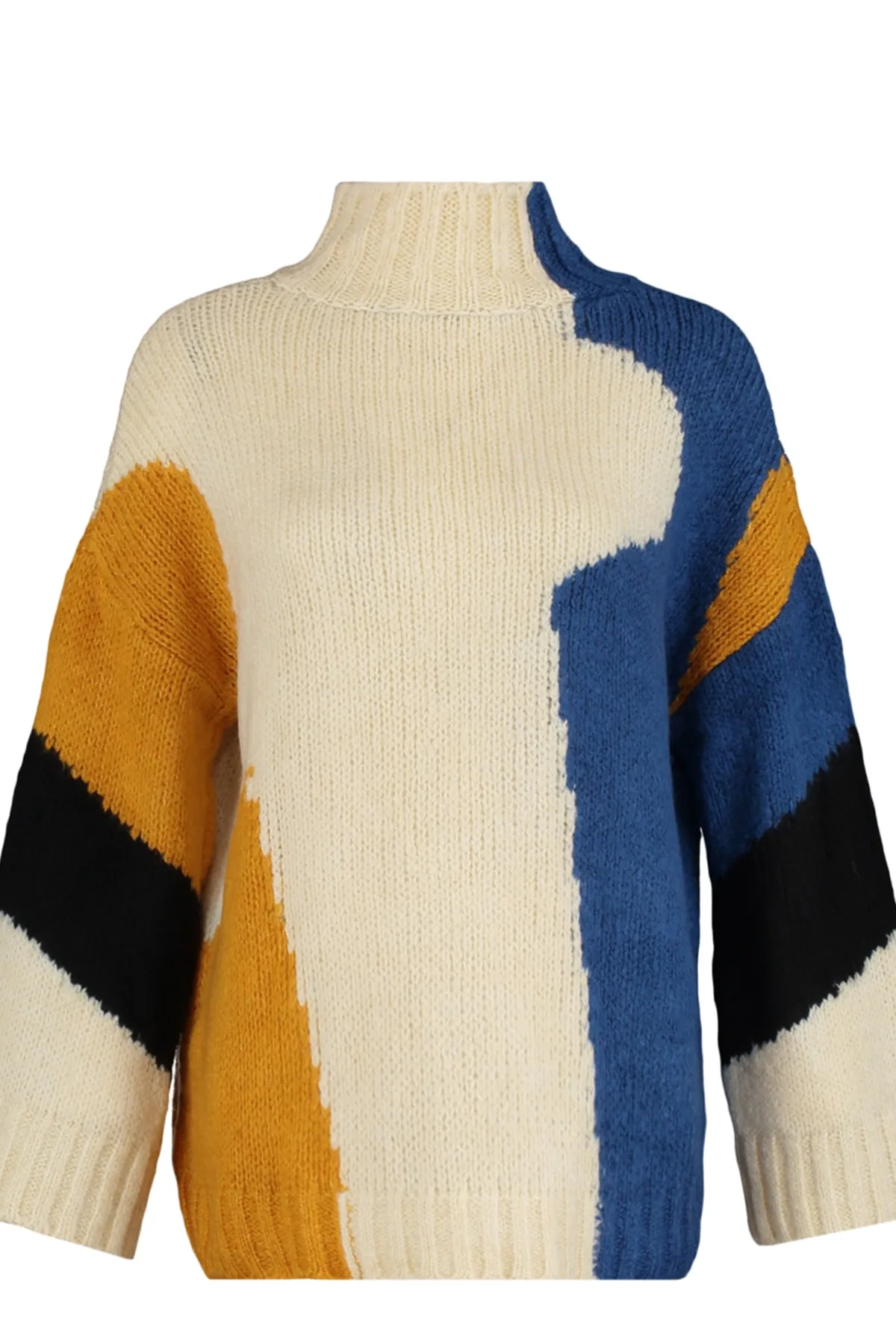 Trendyol Collection  Mehrfarbiger Strickpullover mit weicher Textur und Farbblockdesign TWOAW20XS0047