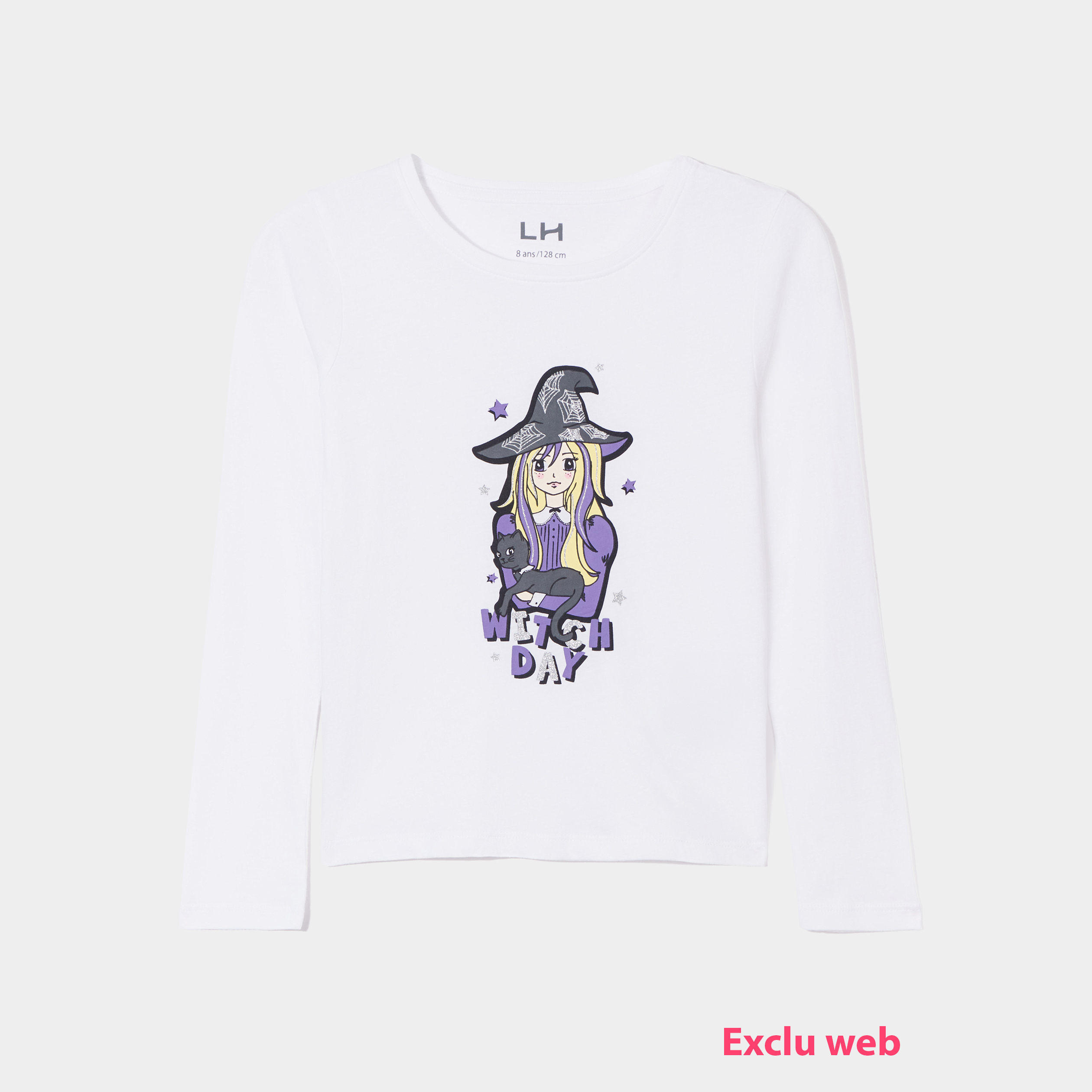 T-shirt Halloween manches longues coton ivoire fille | La Halle