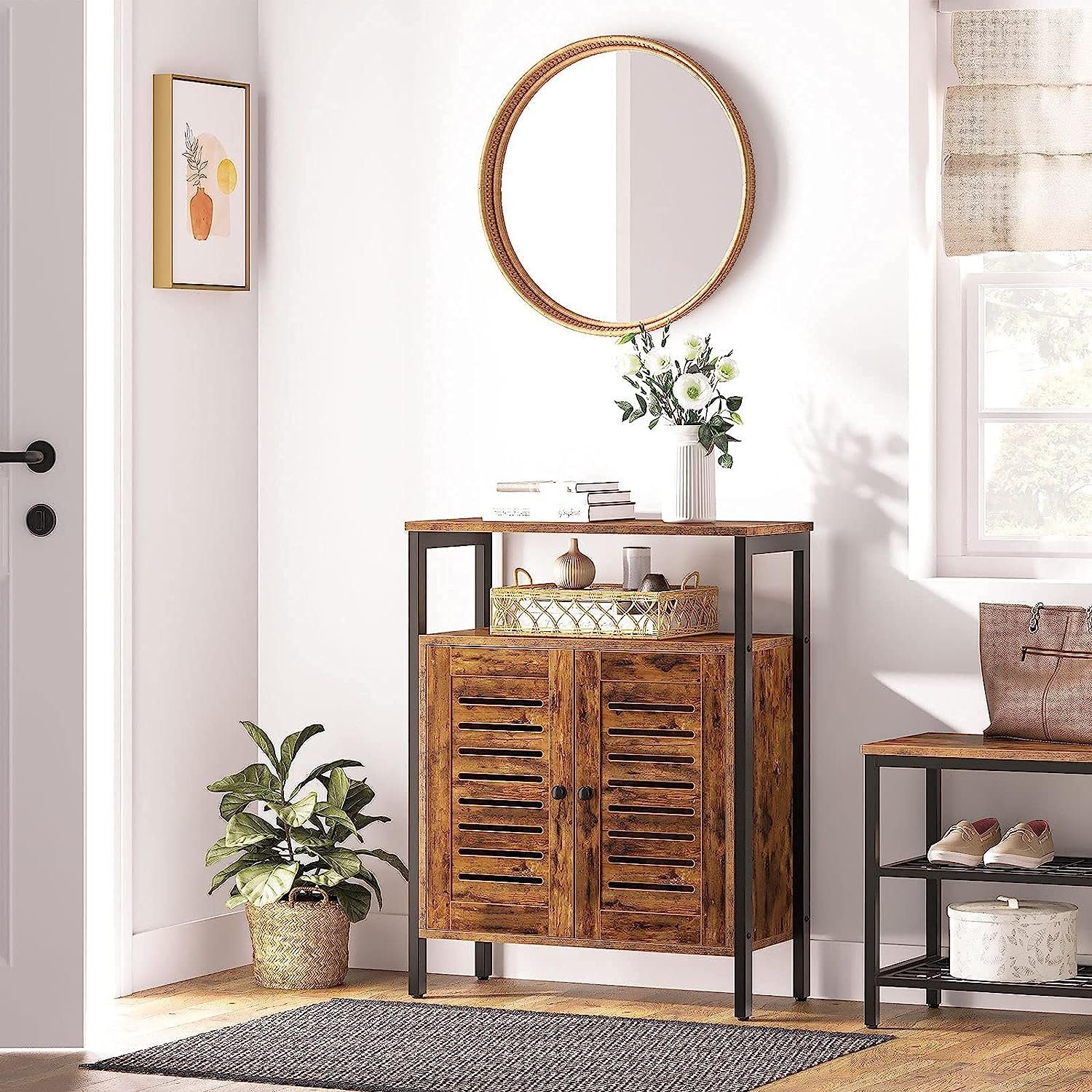 Hoobro Kommode Sideboard, Küchenschrank, Kommode Vintage verstellbaren Ablage